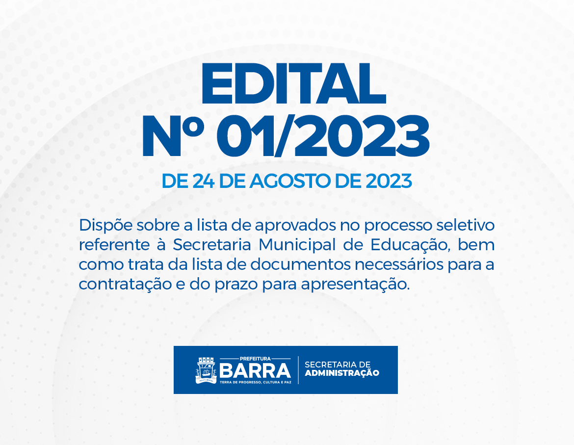 Edital de 24 de agosto de 2023: convocação de candidatos para o